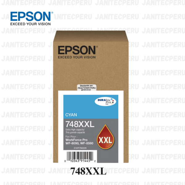 Tinta Epson 748XXL Cian WorkForce Pro WF-6590/WF-8590 Original