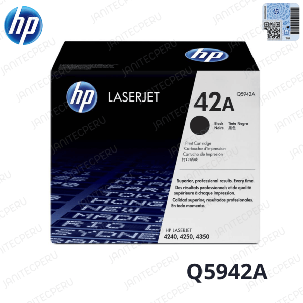 Toner Hp 42a Q5942A Negro 4240, 4250 4350 Original