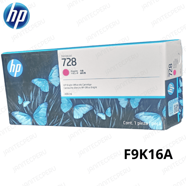 TINTA HP 728 MAGENTA F9K16A PARA DESIGNJET T730, T7830 ORIGINAL