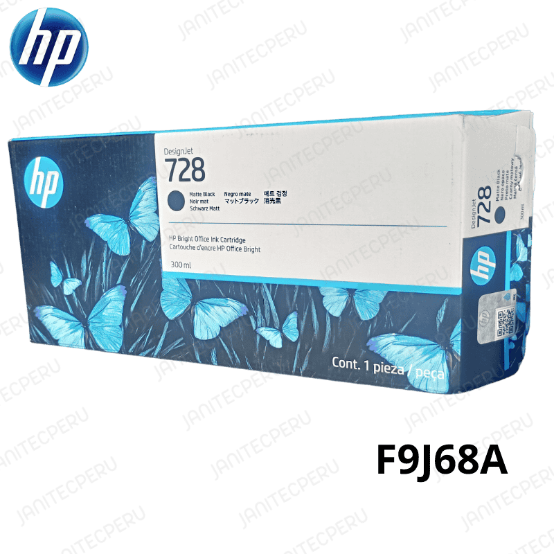 TINTA HP F9J68A 728 NEGRO MATE PARA DESIGNJET T730/T830 DE 300 ML. ORIGINAL 8 TINTA HP F9J68A 728 NEGRO MATE PARA DESIGNJET T730/T830