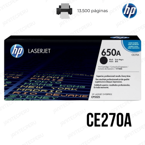 TONER HP 650A CE270A NEGRO PARA L.J. CP5525dn/CP5525n/CP5525xh/M750dn/M750n y M750xh-ORIGINAL