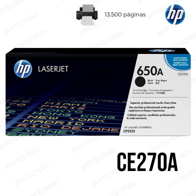 TONER HP 650A CE270A NEGRO PARA L.J. CP5525dn/M750xh-ORIGINAL 8 TONER HP 650A CE270A NEGRO PARA L.J. CP5525dn/CP5525n/CP5525xh/M750dn/M750n y M750xh-ORIGINAL