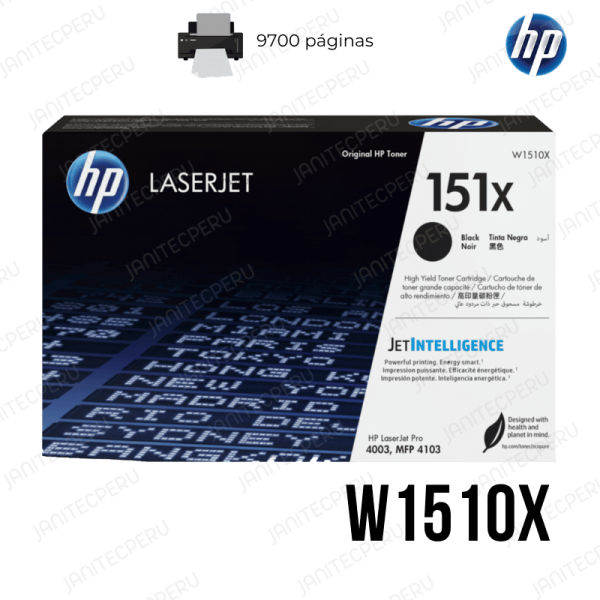 TONER HP W1510X-151X LJ 4003A NEGRO 9700 PAGINAS