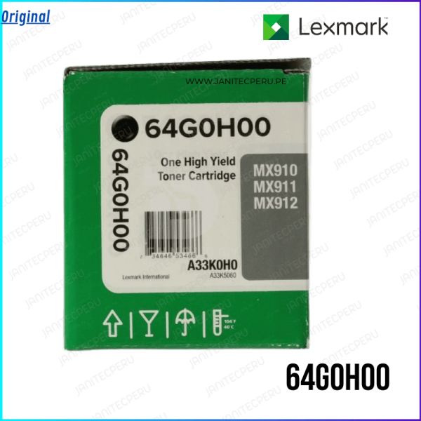 TONER LEXMARK 64G0H00 PARA MX 911 DTE ORIGINAL 32.500 Pag.