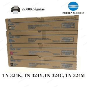 KONICA MINOLTA TN 324K KIT DE COLOR MAGENTA, CIAN, AMARILLO, NEGRO-ORIGINAL
