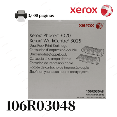 TONER XEROX 106R03048 NEGRO PARA PHASER 3020, 3025 ORIGINAL 6 TONER XEROX 106R03048 NEGRO PARA PHASER 3020