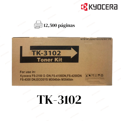 TONER KYOCERA TK-3102 GENERICO ECOSYS FS-2100DN, M3040IDN M3540IDN COMPATIBLE. 6 TONER KYOCERA TK-3102 GENERICO ECOSYS FS-2100DN