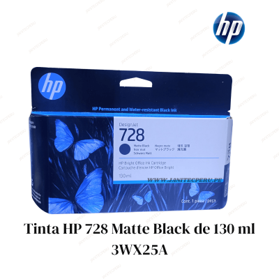 TINTA HP 728 MATTE BLACK DE 130ML MODELO 3WX25A ORIGINAL 8 TINTA HP 728 MATTE BLACK DE 130ML
