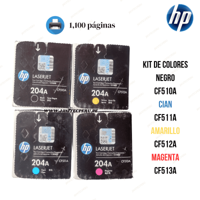 TONER HP 204A KIT DE COLORES PARA M154, MFP M180, M154, MFP M18 ORIGINAL 8 TONER HP 204A KIT DE COLORES PARA M154, MFP M180