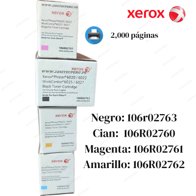 TONER XEROX 106R02763 KIT DE COLORES Phaser 6020/6022 y WorkCentre 6025/6027 ORIGINAL 8 TONER XEROX 106R02763 KIT DE COLORES