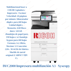 RICOH IM C2000 Impresora multifunción A3 - Syscopy
