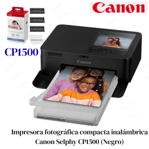 Impresora fotográfica compacta inalámbrica Canon Selphy CP1500 Negro Original