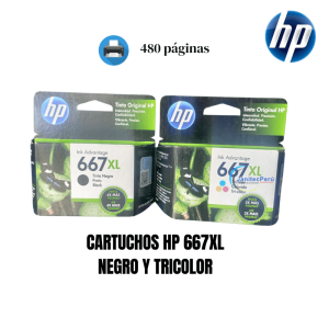 CARTUCHOS HP 667XL NEGRO Y TRICOLOR