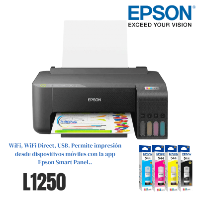 IMPRESORA EPSON ECOTANK L1250 WIFI, WIFI DIRECT, USB 8 IMPRESORA EPSON ECOTANK L1250