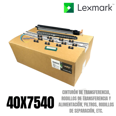 KIT DE MANTENIMIENTO LEXMARK 40X7540 ORIGINAL (OEM) SERIES C950, X950, X952, X954, XS955 ORIGINAL 6 Cinturón de transferencia, rodillos de transferencia y alimentación, filtros, rodillos de separación, etc.