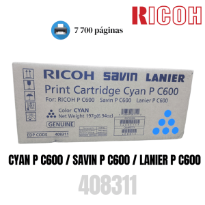TONER RICOH 408311 CYAN P C600