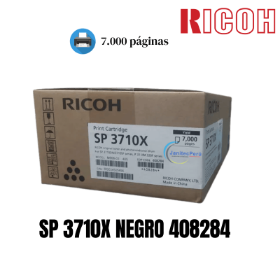 TONER RICOH SP 3710X NEGRO 408284 SP 3710DN / SP 3710SF / M 320F / P 311 ORIGINAL. 8 TONER RICOH SP 3710X NEGRO 408284