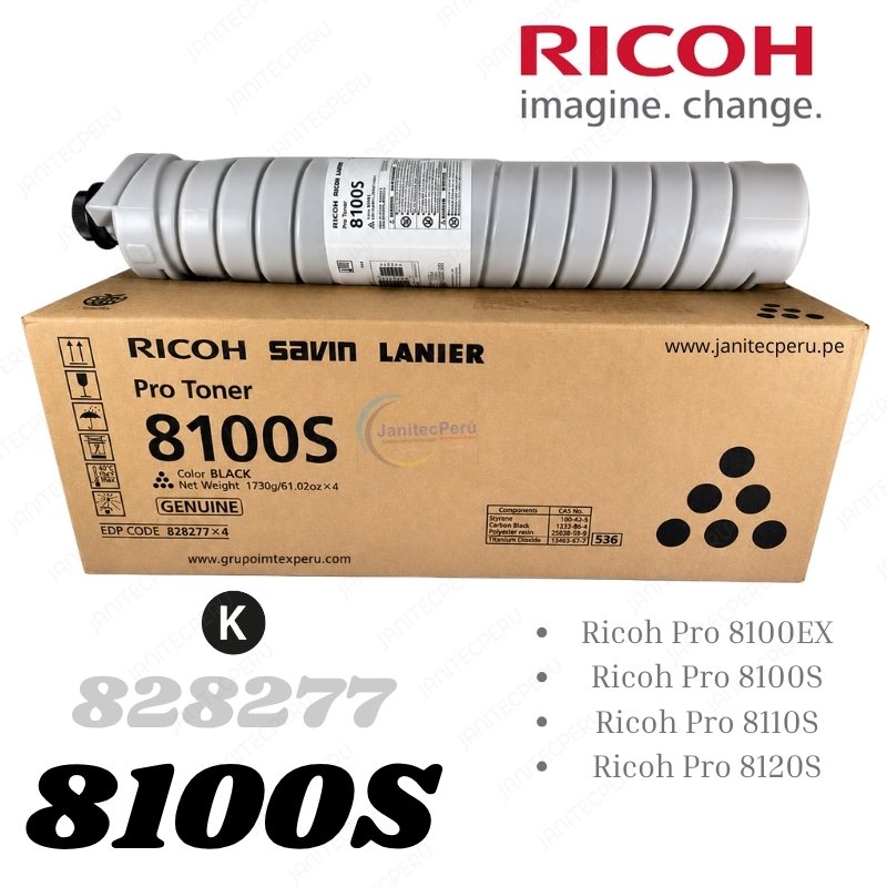 TONER RICOH 828277 ORIGINAL PARA PRO 8100 / 8110 / 8120 3 TONER RICOH 828277 ORIGINAL