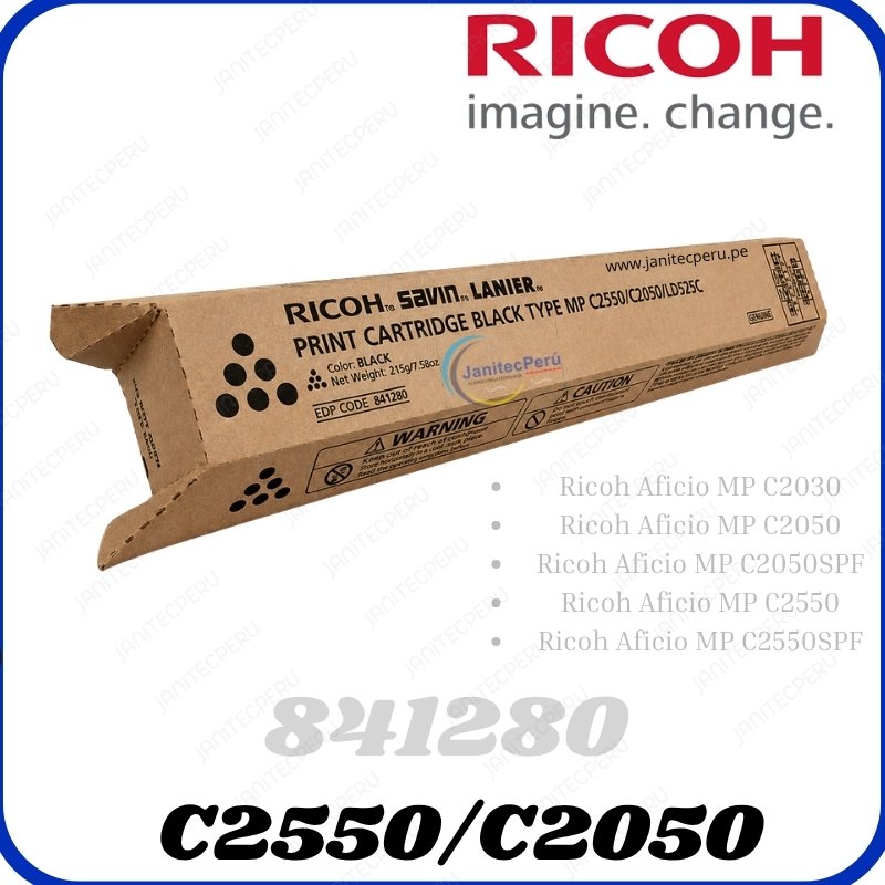 TONER RICOH 841280 NEGRO PARA MP C2550 / MP C2050 2 TONER RICOH 841280 NEGRO