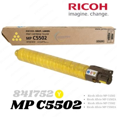 TONER RICOH 841752 MP C5502 YELLOW ORIGINAL – RENDIMIENTO DE 22,500 PÁGINAS 6 TONER RICOH 841752