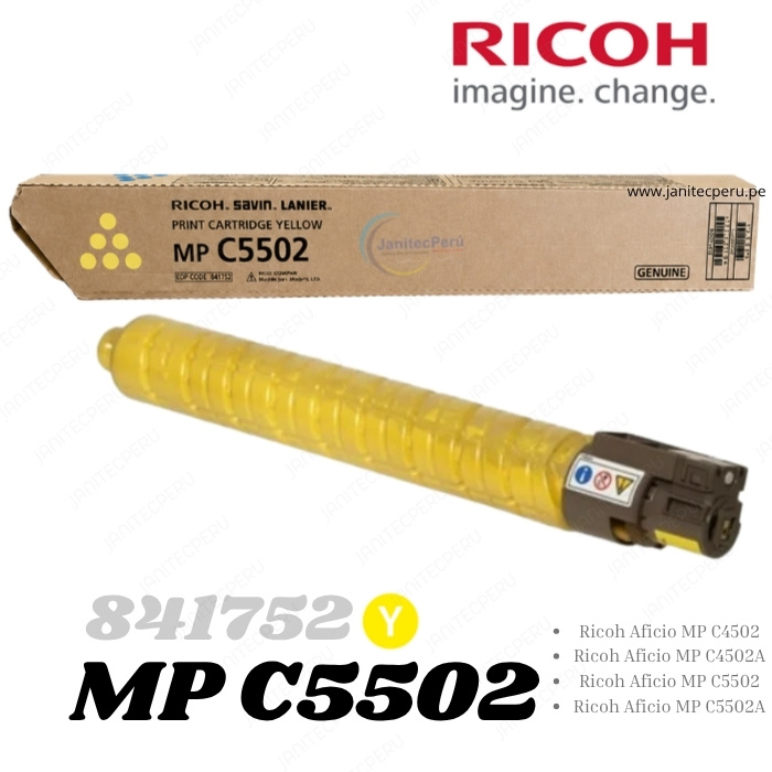 TONER RICOH 841752 MP C5502 YELLOW ORIGINAL – RENDIMIENTO DE 22,500 PÁGINAS 3 TONER RICOH 841752