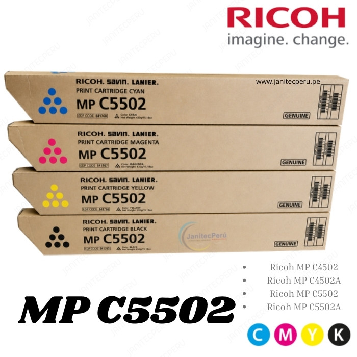 TONER RICOH 841754 SERIE MP C5502 (CYAN, MAGENTA, YELLOW Y BLACK) 3 TONER RICOH 841754