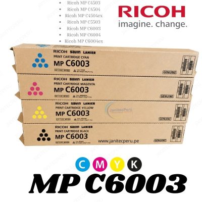 TONER RICOH MP C6003 ORIGINAL (BLACK, CYAN, MAGENTA Y YELLOW) 6 TONER RICOH MP C6003 ORIGINAL