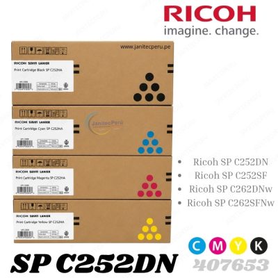 TONER RICOH 407653 NEGRO (BLACK) ORIGINAL PARA SP C252DN – ALTO RENDIMIENTO 4 TONER RICOH 407653 NEGRO