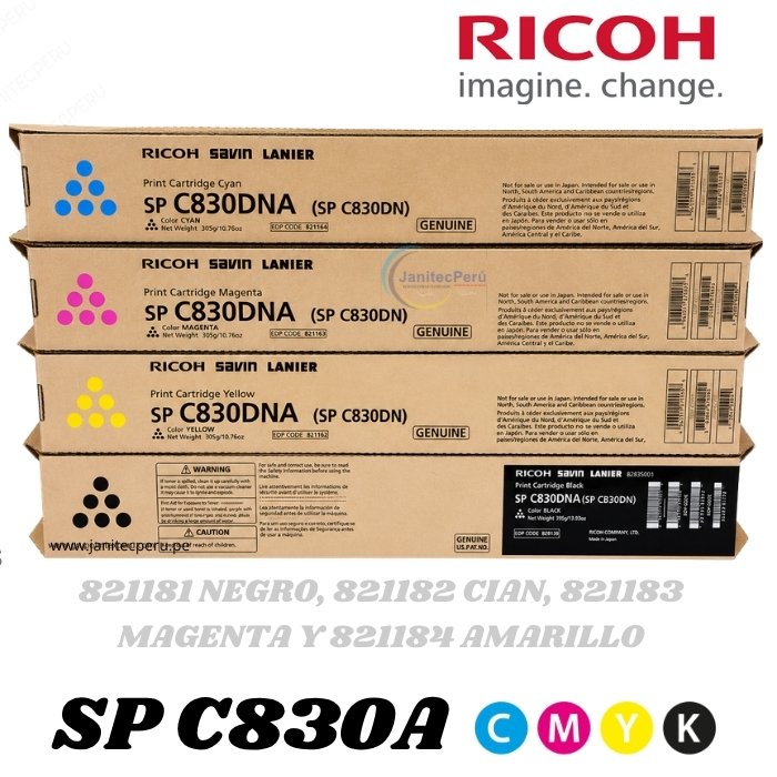 TONER RICOH 821183 SP C830A MAGENTA CYAN YELLOW Y BLACK 3 TONER RICOH 821183
