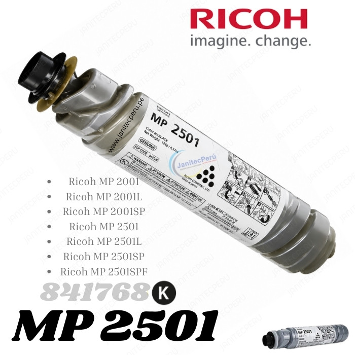 TONER RICOH 841768 NEGRO ORIGINAL PARA MP 2001 / MP 2501 – RENDIMIENTO DE 9,000 PÁGINAS 3 TONER RICOH 841768 NEGRO