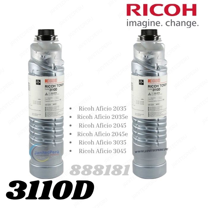 TONER RICOH 888181 TIPO 3110D NEGRO ORIGINAL. 3 TONER RICOH 888181 TIPO 3110D NEGRO