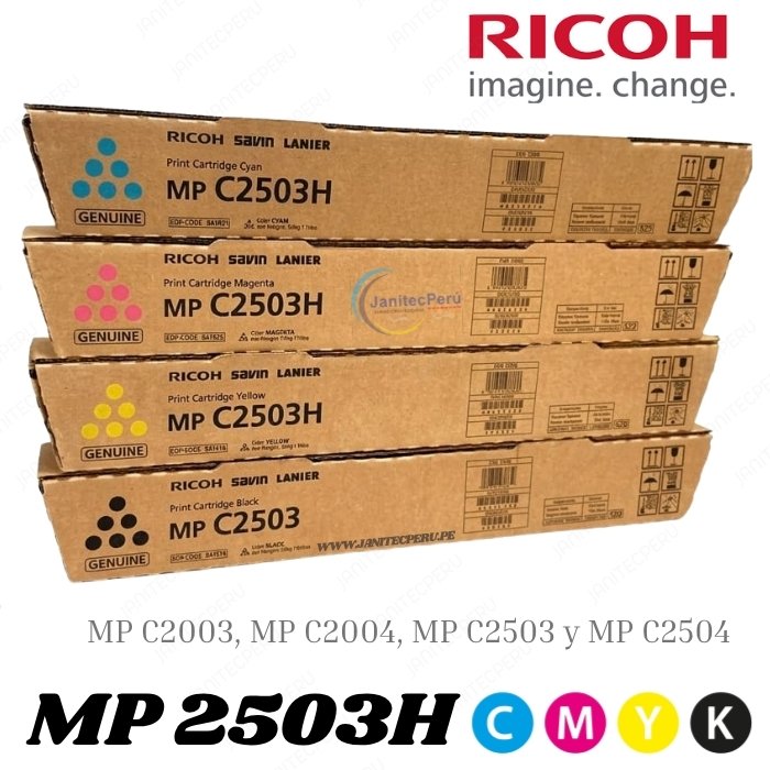 TONER RICOH MP C2503 ORIGINAL – NEGRO, CIAN, MAGENTA Y AMARILLO 3 TONER RICOH MP C2503 ORIGINAL